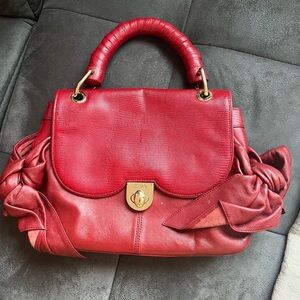 Zac Posen Red Satchel with Gold Accents